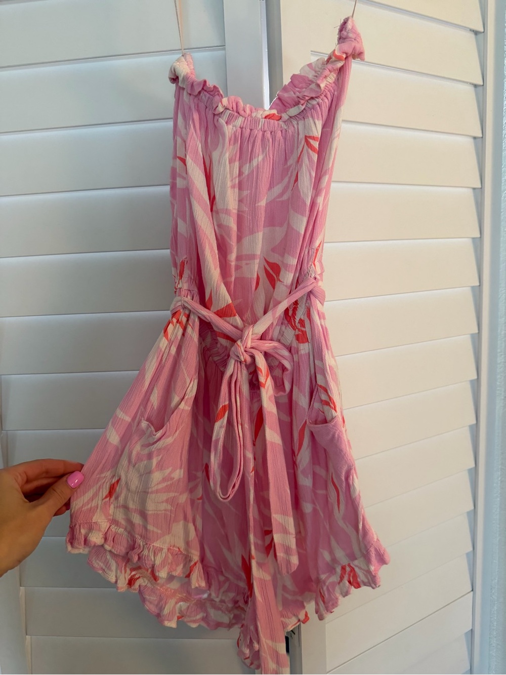 Billabong Pink Floral Tie-Belt Romper